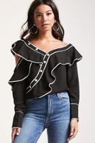 Forever21 Contrast Piped Ruffle Top