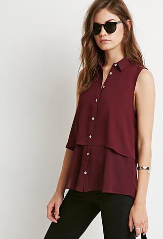 Forever21 Layered Chiffon Shirt