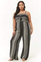 Forever21 Plus Size Smocked Geo Print Jumpsuit