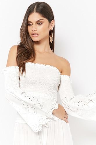 Forever21 Vintage Havana Smocked Off-the-shoulder Top