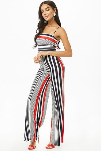 Forever21 Variegated Striped Cropped Cami & Pants Set