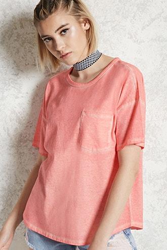 Forever21 Contemporary Cutout Pocket Tee