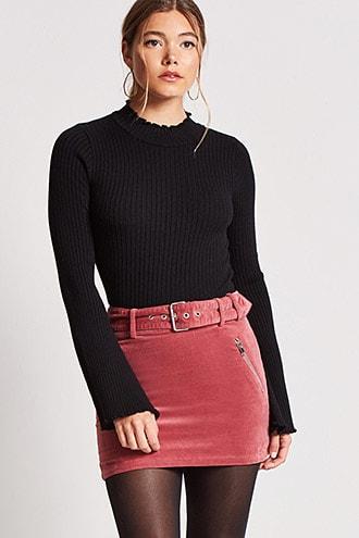 Forever21 Faux Suede Belted Mini Skirt