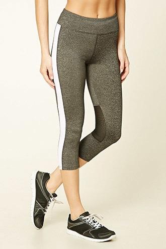 Forever21 Women's  Charcoal & Lavender Active Mesh Capri Leggings