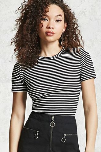 Forever21 Striped Ribbed Knit Tee