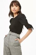Forever21 Lace-up Sleeve Top