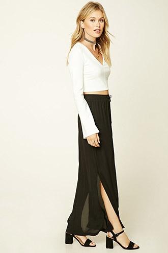 Forever21 Women's  Black Contemporary Drawstring Skirt