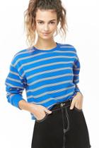 Forever21 Multicolor Striped Fleece Sweatshirt
