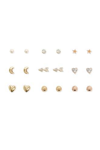 Forever21 Rhinestone & Metallic Geo Earring Set