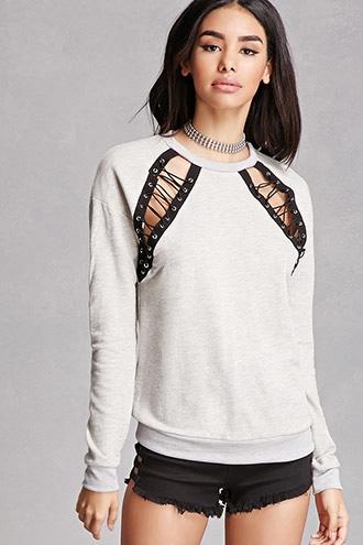 Forever21 French Terry Lace-up Top