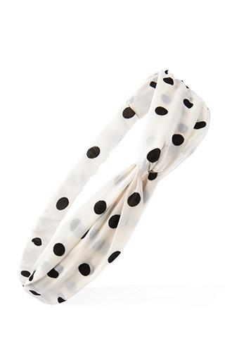 Forever21 Knotted Polka Dot Headwrap (cream/black)