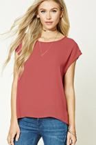 Forever21 Women's  Rose Boxy Crepe Woven Top