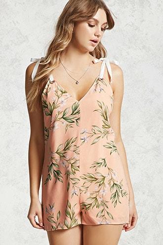 Forever21 Floral Tie-shoulder Romper