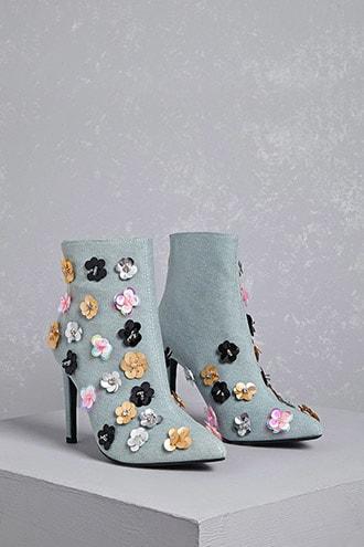 Forever21 Embellished Denim Booties