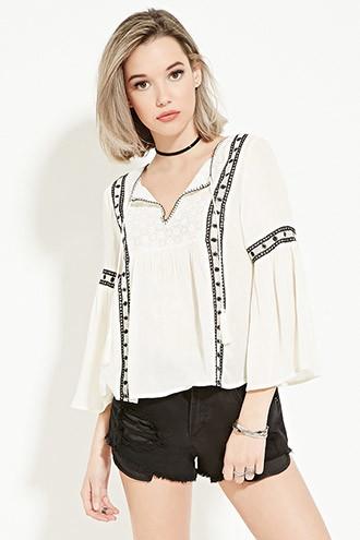 Forever21 Women's  Crochet Gauze Top