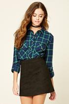 Forever21 Women's  Snap-button Plaid Flannel Shirt