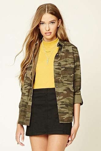 Forever21 Women's Camo Button-down Jacket