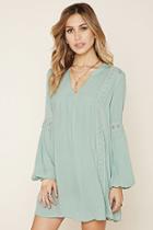 Forever21 Women's  Crocheted Split-neck Mini Dress