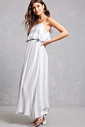 Forever21 Striped Flounce Maxi Dress