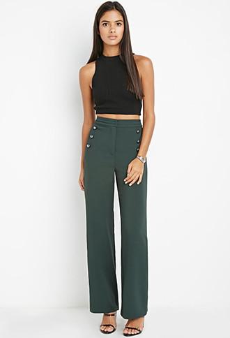 Love21 Sailor-buttoned Wide-leg Pants