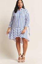 Forever21 Plus Size Eta Striped High-low Shirt Dress