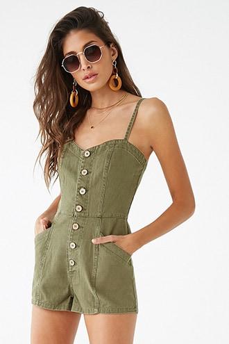 Forever21 Denim Button-front Romper