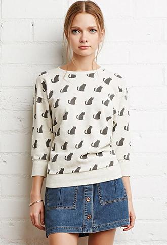 Forever21 Cat Print Sweatshirt