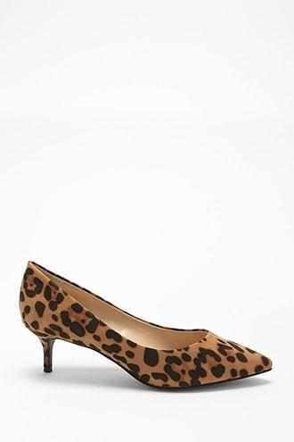 Forever21 Lfl By Lust For Life Faux Suede Leopard Kitten Heels