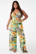 Forever21 Plus Size Abstract Floral Print Jumpsuit