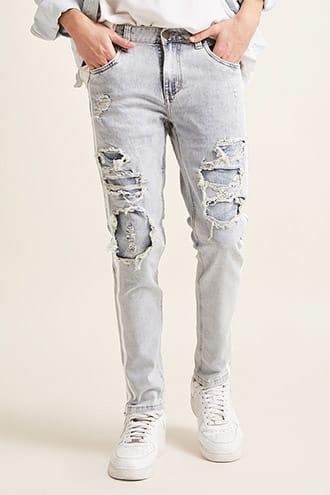 Forever21 Victorious Distressed Side-stripe Jeans