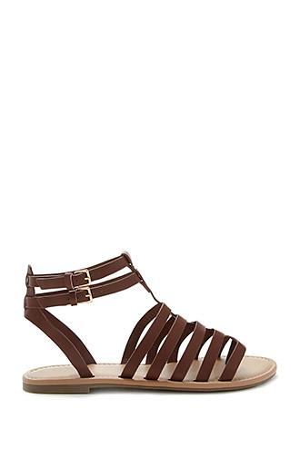 Forever21 Women's  Dark Brown Strappy Faux Leather Sandals