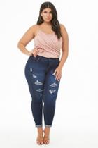 Forever21 Plus Size Distressed Ankle Cuffed Skinny Jeans