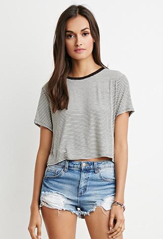 Forever21 Cropped Boxy Striped Tee