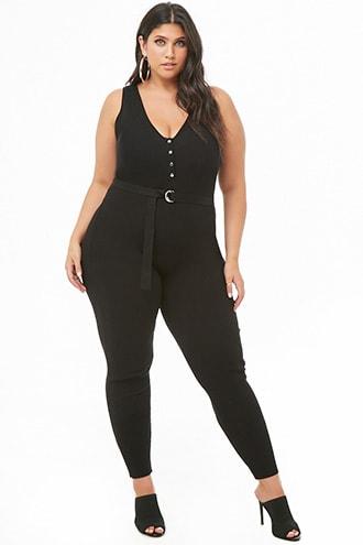 Forever21 Plus Size Ribbed V-neck Jumpsuit