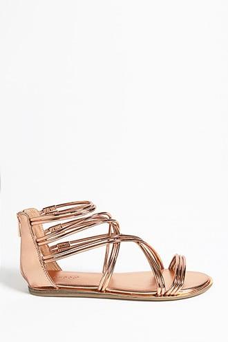 Forever21 Metallic Faux Leather Caged Sandals