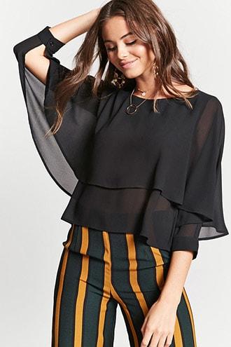 Forever21 Tiered Crepe Hem Top