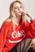 Forever21 Fuzzy Enjoy Coke Graphic Sweater