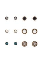 Forever21 Antique Gold & Black Faux Stone Stud Set