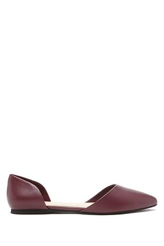 Forever21 Women's  Eggplant Pointed Faux Leather Flats