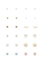 Forever21 Love & Faux Pearl Stud Set