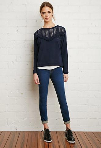 Forever21 Eyelet-paneled Top