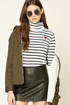 Forever21 Women's  Striped Amore Patch Sweater