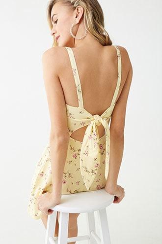 Forever21 Floral Cutout Self-tie Skater Dress