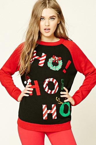Forever21 Women's  Ho Ho Ho Jingle Bell Sweater