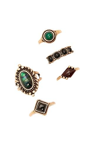 Forever21 Antique Faux Stone Ring Set