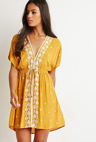 Forever21 Embroidered V-neck Dress