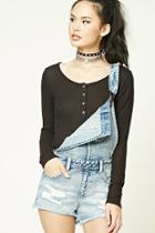Forever21 Women's  Marled Knit Henley Top