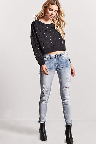 Forever21 Stone Wash Skinny Jeans