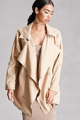 Forever21 Women's  Drape-front Trench Coat