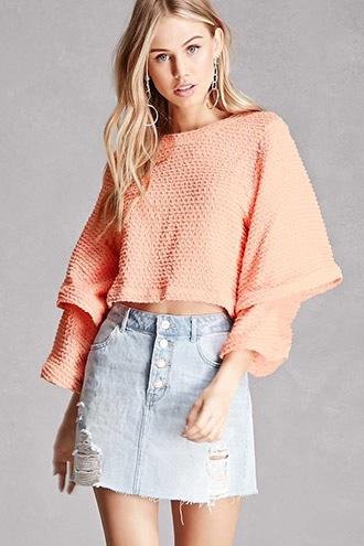 Forever21 Chevron Knit Tiered-sleeve Top